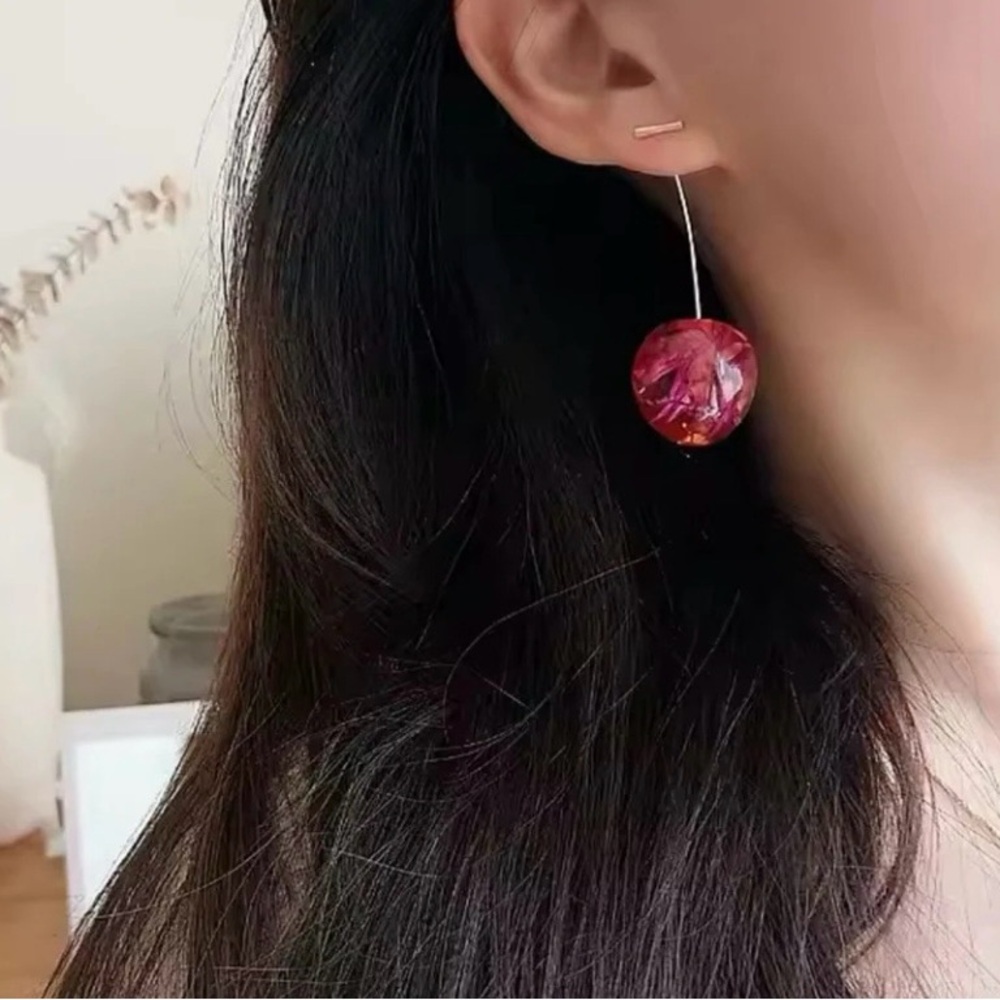 Anthropologie Cherry Red Drop  Earrings | New - Picture 4 of 11